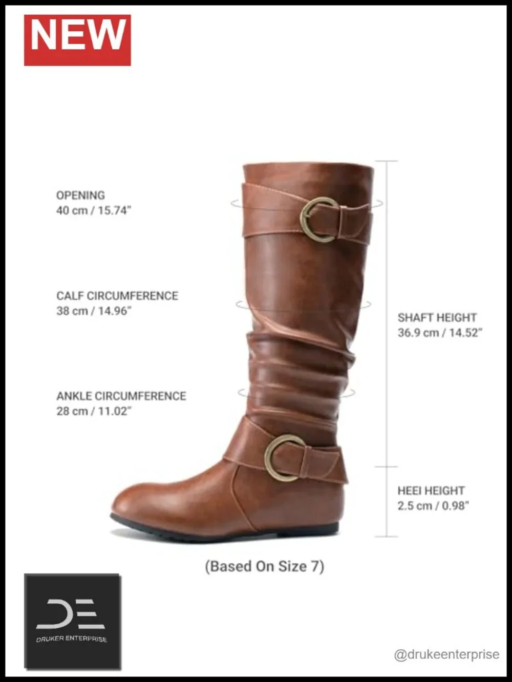 Women's Knee High Slouchy Boots with Hidden Wedge Heel - Faux Leather & Faux